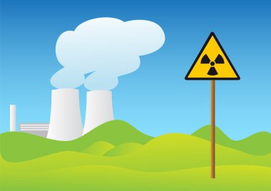 Warning - nuclear power station clipart