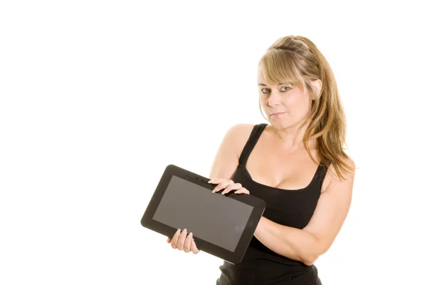 Holding a tablet computer — Stockfoto