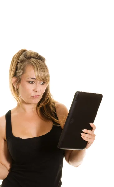 Holding a tablet computer — Stockfoto