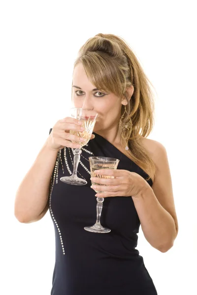 Party dress and wine — Stock Photo, Image