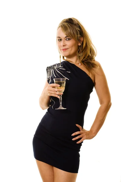 パーティー ドレスとワイン — ストック写真