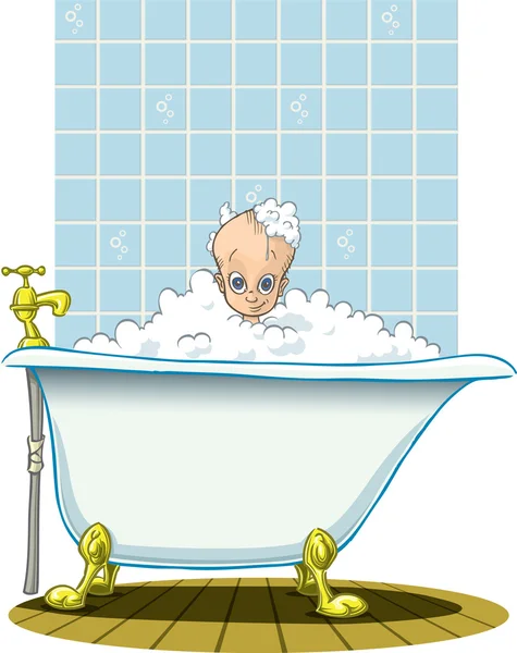 Bath with small child — Stock Vector