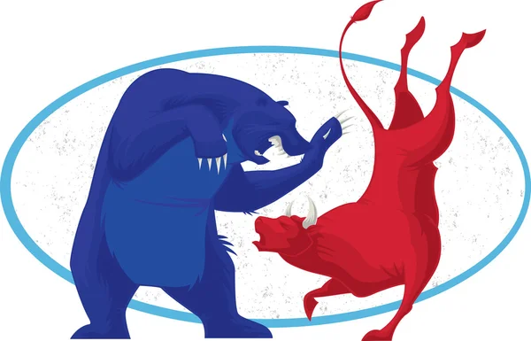 Bull i niedźwiedź-Stock Market — Wektor stockowy