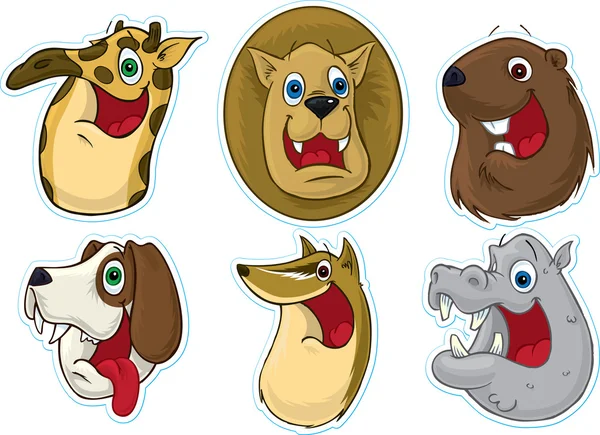 Smiling Face Fridge Magnet-Stickers (Animals) 2 — Stock Vector