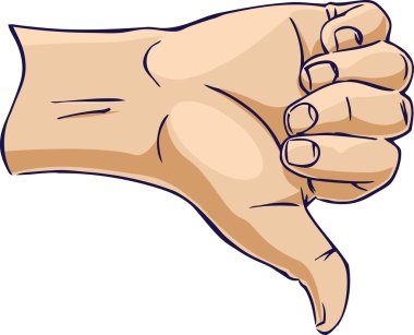 Hands showing thumb down from side clipart