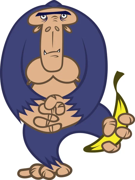 Gorila con plátano — Vector de stock