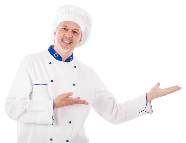 Šéfkuchař prezentovat něco — Stock fotografie