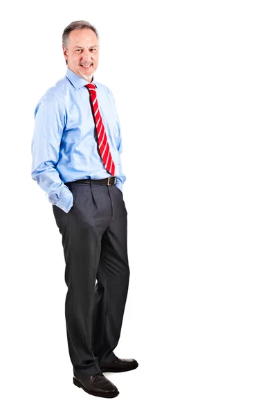 Oudere zakenman volledige lengte geïsoleerd op wit — Stockfoto