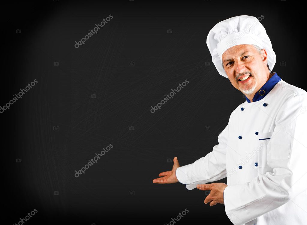 Chef showing a blackboard