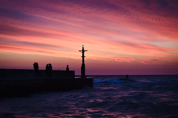 A kikötőhídon-naplemente — Stock Fotó