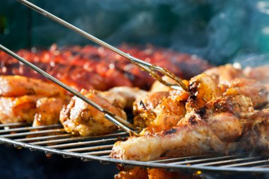 Close-up barbecue Chicken at summer clipart