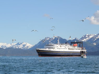 Ferry crossing the bay clipart