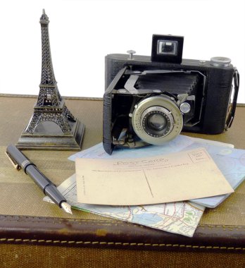 Retro travel still life clipart