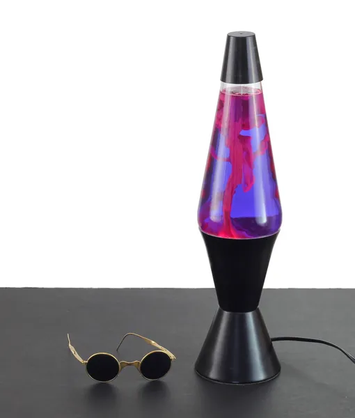 60-as megjelenés láva lámpa és a kerek szemüveg — Stock Fotó