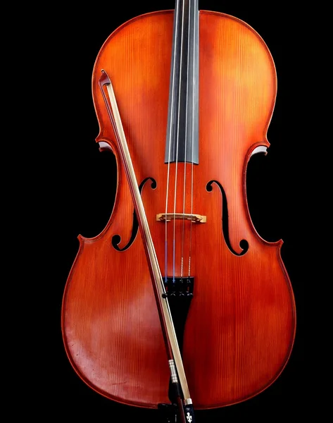 Isoliertes Cello mit Bogen — Stockfoto