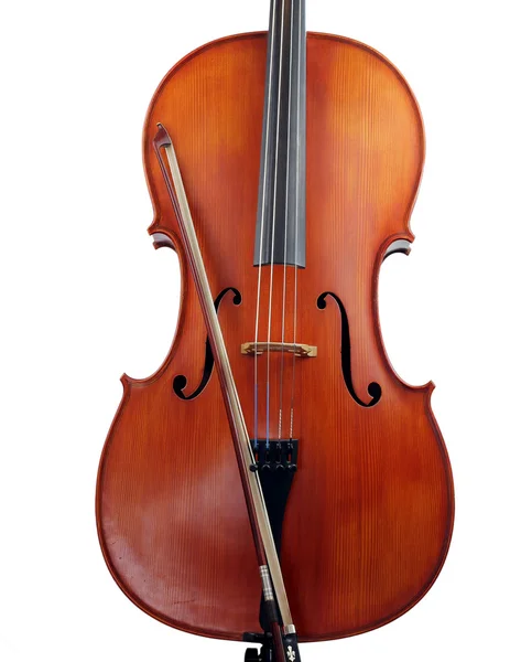 Isolated cello with bow — Stock Photo, Image