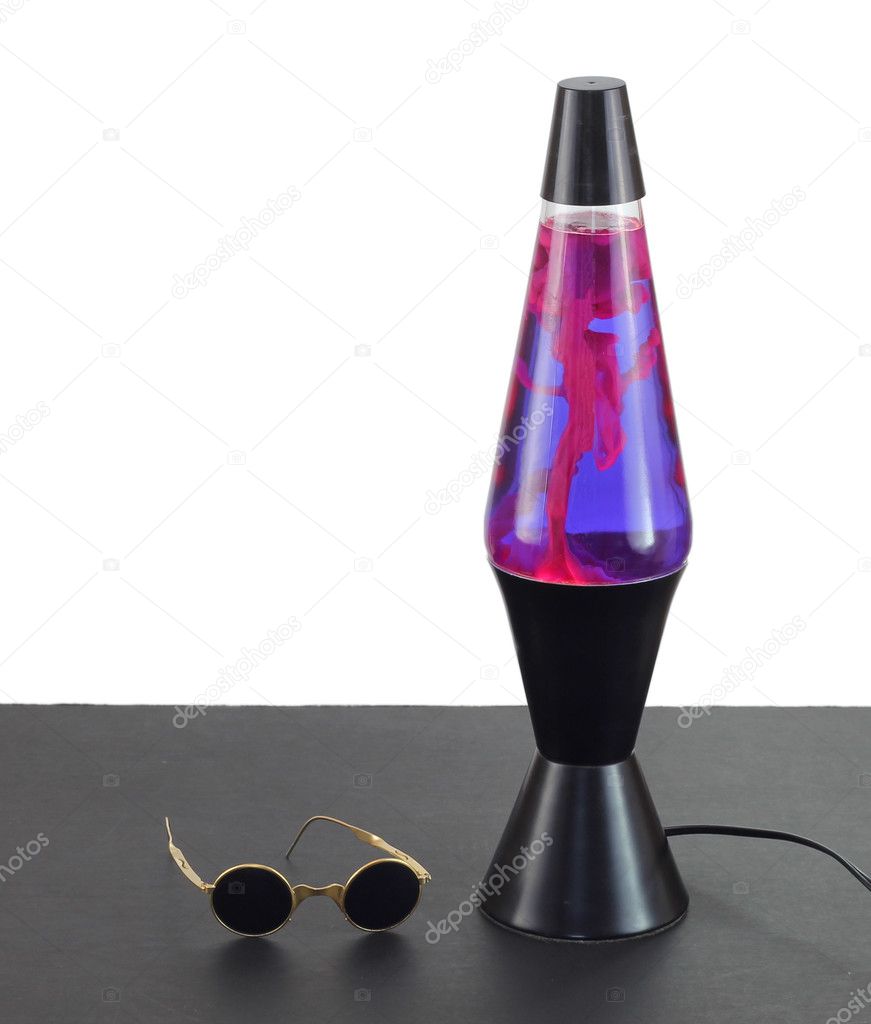 60's look lava lamp and round glasses