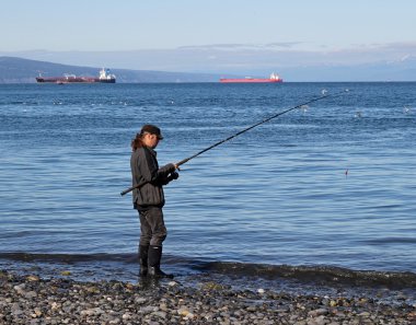 Fishing in the bay clipart