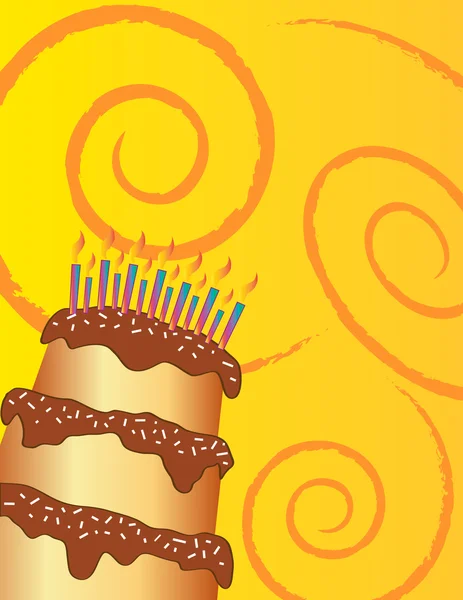 Feliz aniversário bolo de chocolate cartão de saudação — Fotografia de Stock