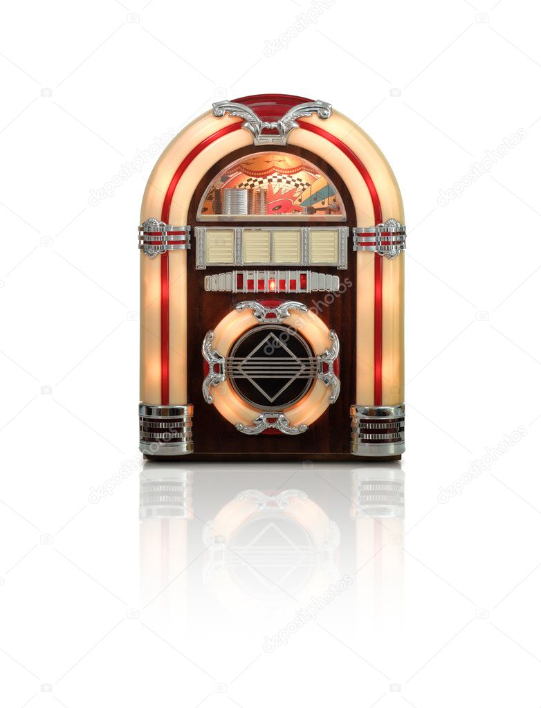 Old Jukebox radio isolated on white background