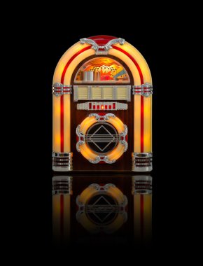 Old Jukebox radio isolated on black clipart