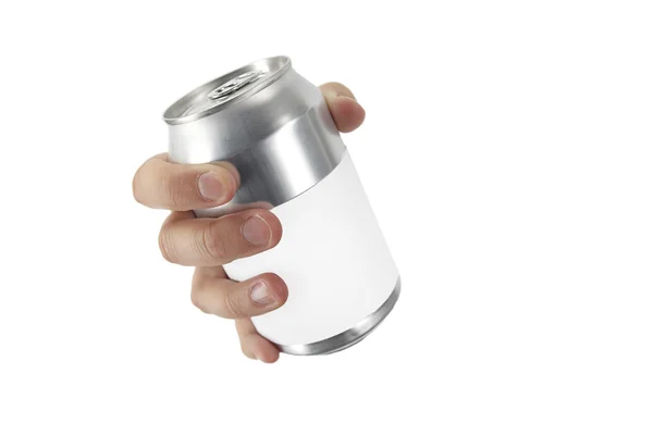 Mão com uma lata — Fotografia de Stock
