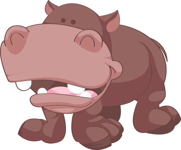 Dessin animé Hippopotame Illustration — Image vectorielle