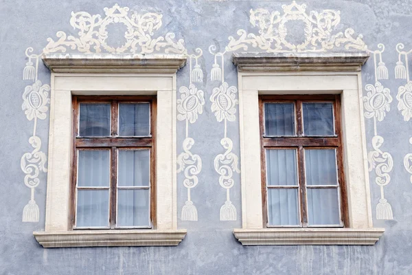 stock image Windows of the Gothic - Renaissance building, the Gallery of Jozef Kollar