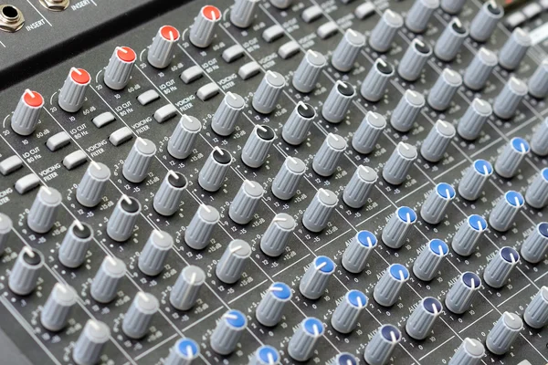 stock image Sound mixer with buttons and potentiometers