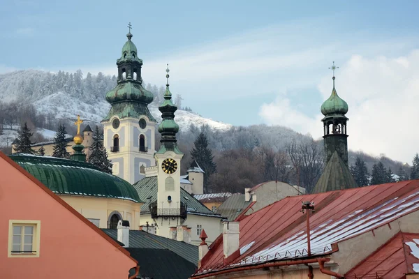 Télen, unesco Szlovákiában Banská Štiavnica — Stock Fotó