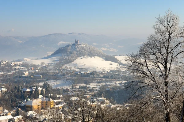 Calvário no inverno, Banska Stiavnica Eslováquia UNESCO — Fotografia de Stock