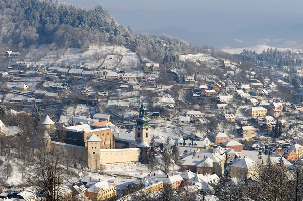 Banska stiavnica in de winter, Slowakije unesco — Stockfoto