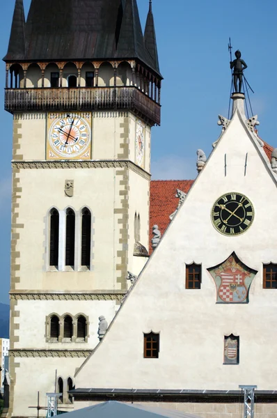 Torre della chiesa di Bardejov, Slovacchia — Foto Stock