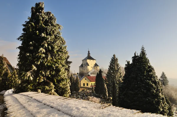 Novo Castelo inverno em Banska Stiavnica, Eslováquia UNESCO — Fotografia de Stock