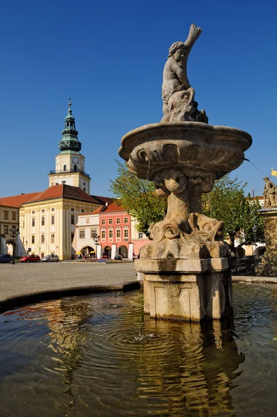喷泉广场克罗梅日什），捷克共和国 — 图库照片