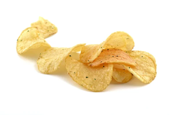 Chips isoliert mit weißem Hintergrund — Stockfoto