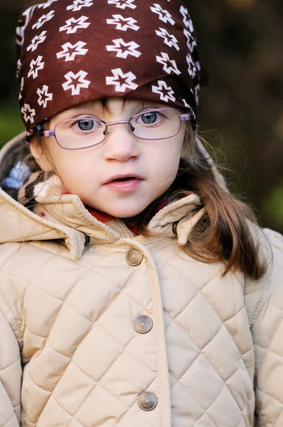 Portrait of adorable toddler girl wearing kerchief — Stock Photo, Image