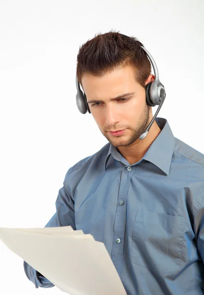 Support technician man with a headset — Stock Photo, Image