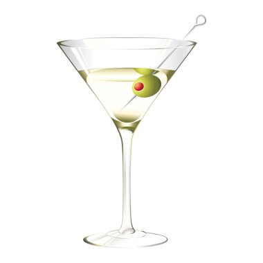 Martini glass with olive clipart