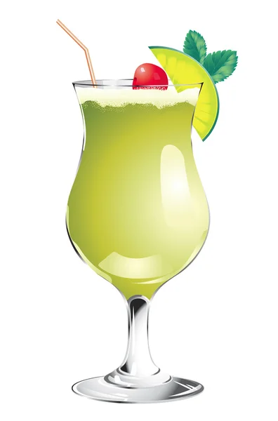 Green cocktail isolated on white — Stock Vector