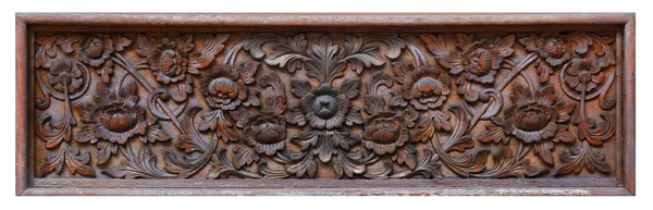 Modello di fiore intagliato su sfondo di legno — Foto Stock