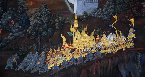 Thailändische Wandmalerei an der Wand — Stockfoto