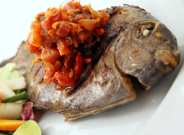 stock image Fried fish with marinated sauce