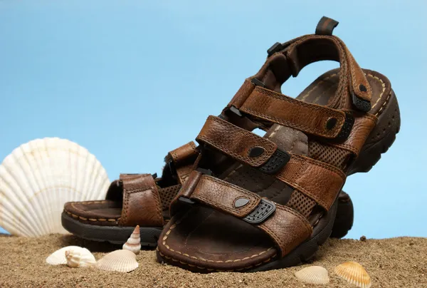 Lederen sandalen — Stockfoto