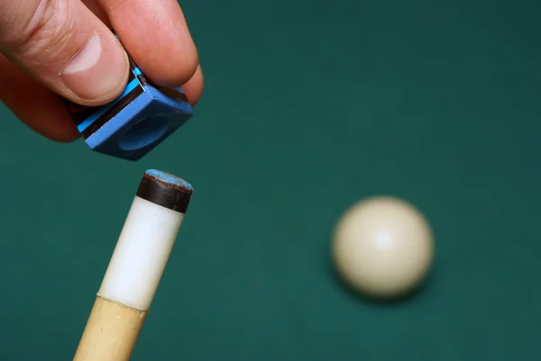 Chalking the Cue-Stick — Stock Photo, Image