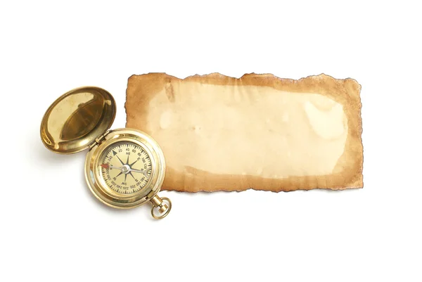 Antieke papier en kompas — Stockfoto