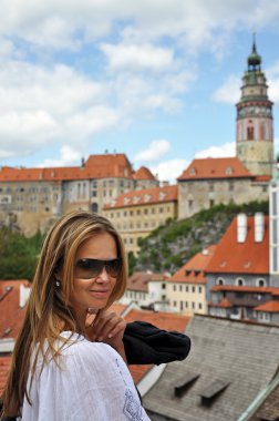 Cute Caucasian Model in Cesky Krumlov clipart