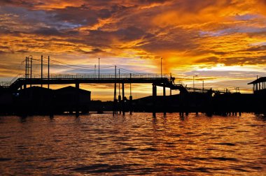 Bridge Silhouette at Sunset clipart