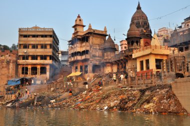 Burning Ghat in Varanasi, India clipart