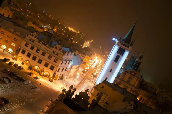 Litomerice, az éjszaka, Cseh Köztársaság — Stock Fotó